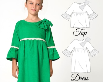 Girls Dress Patterns PDF, Top Patterns, Girls Sewing Pattern pdf, Tunic Pattern , Dress Pattern, Top Pattern , Tunic Pattern, ANKE