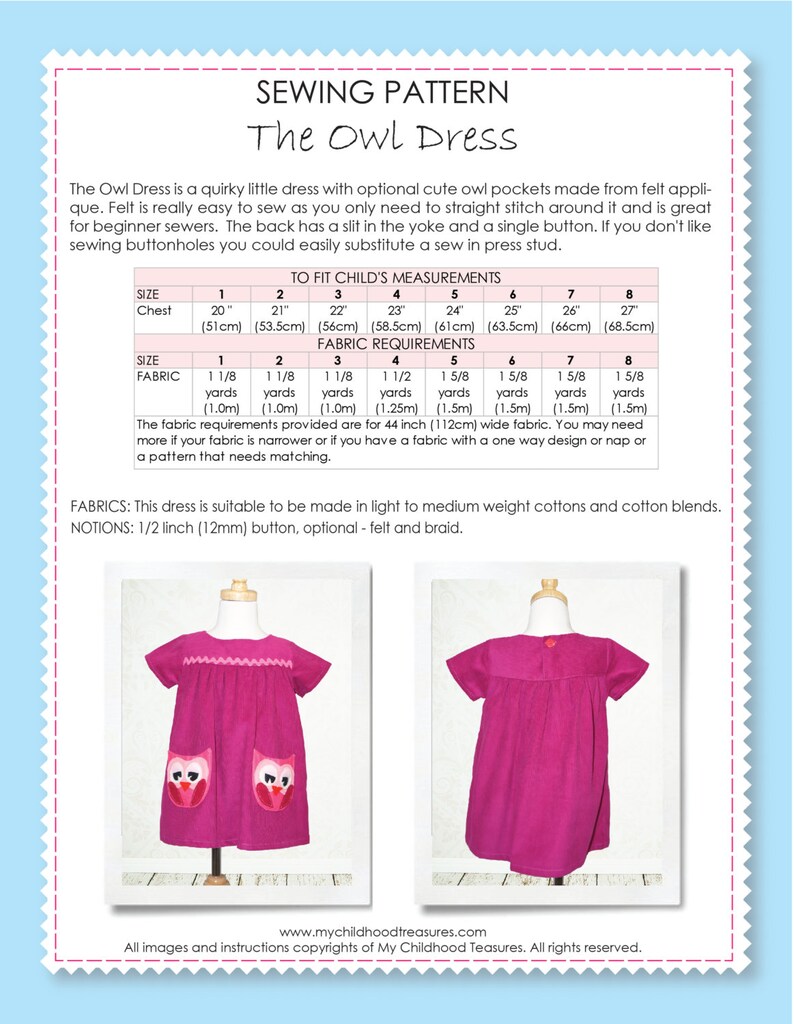 Childrens Sewing Pattern Pdf Girls Sewing Pattern Girls Etsy Australia