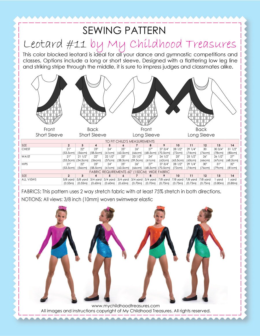 Leotard Pattern PDF Gymnastics Leotard Pattern Leotard | Etsy