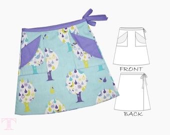 Modello gonna per bambine, modello di cucito in PDF, modello di cucito per bambine in PDF, modello di cucito per bambini, modello gonna avvolgente, modello gonna MADISON