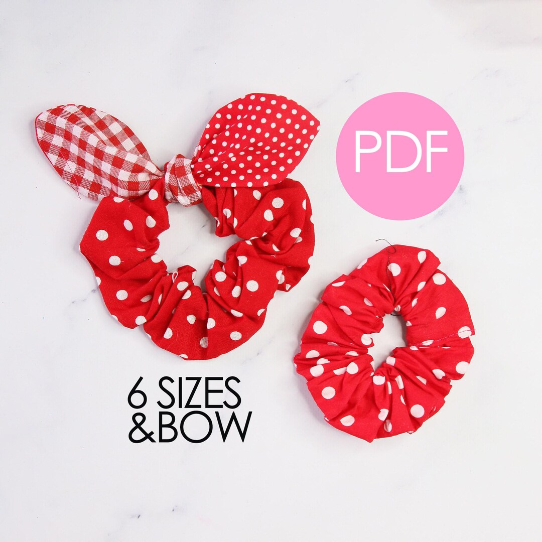 Scrunchie Pattern, 6 Sizes and Bow, Sewing Pattern PDF - Etsy