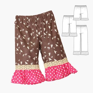 Baby Girl Pants Pattern, Ruffle Shorts & Capris PDF Sewing Pattern, Multi-Size 0-24 Months, Toddler, Infant, Easy Sew image 3