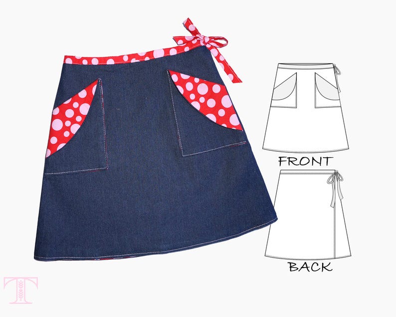 Girls Skirt Pattern, Pdf sewing pattern, girls sewing pattern pdf, childrens sewing pattern, wrap skirt pattern, Skirt Pattern MADISON image 3