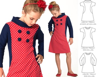 Girls Dress Pattern PDF, Childrens Sewing Pattern pdf, Tshirt Dress Pattern, Stretch Jersey Knit Dress Pattern, Tunic Pattern,  AMY