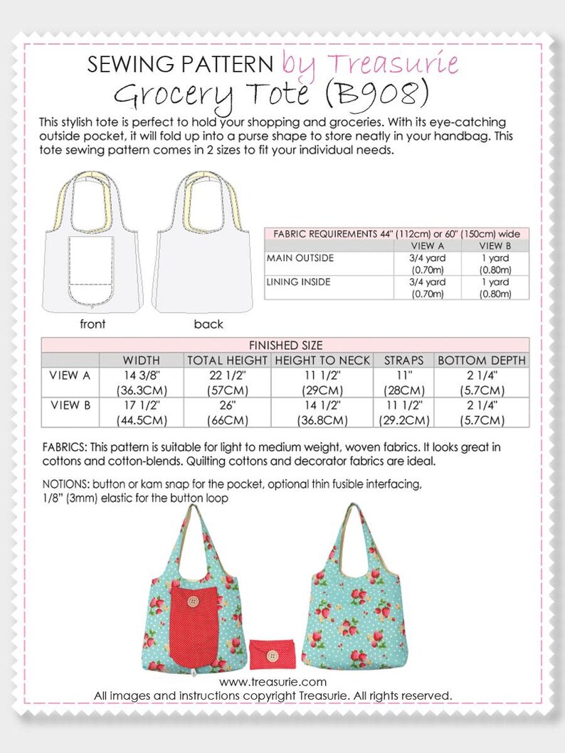 Grocery Bag Pattern, Tote Bag Pattern, Sewing Pattern PDF, Bag Patterns ...
