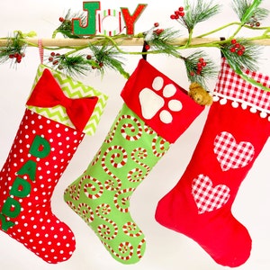 Christmas stocking pattern PDF, 4 sizes and applique templates included, small medium large stocking pattern, Christmas pattern, STOCKING