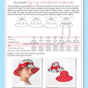 Hat sewing pattern, girls sewing pattern pdf, childrens sewing pattern, girls hat pattern, baby hat pattern, womens hat pattern, SUNHAT image 8