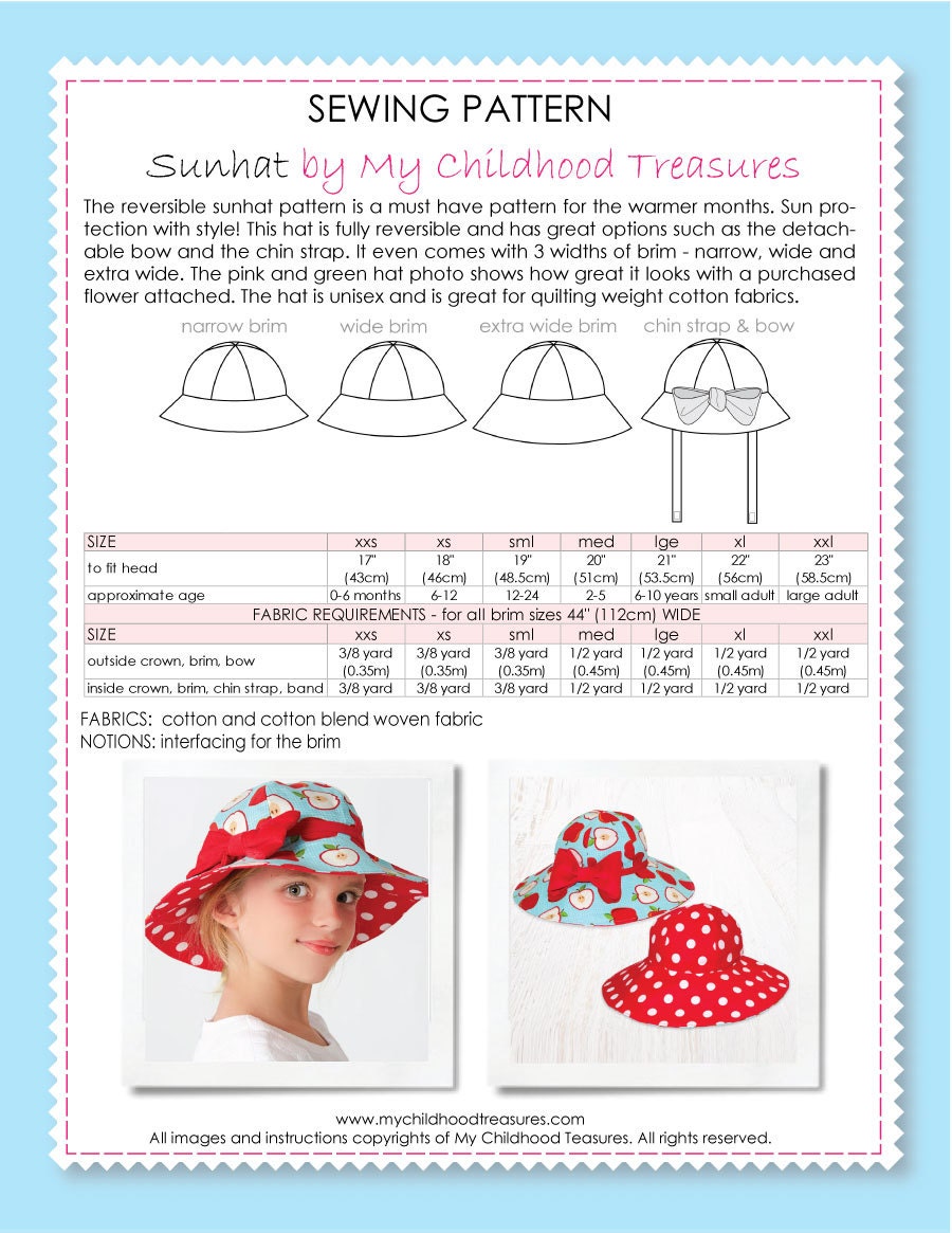 Hat sewing pattern girls sewing pattern pdf childrens sewing | Etsy
