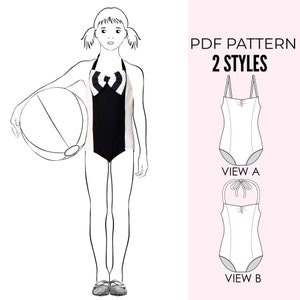 Swimwear pattern, leotard sewing pattern, dance leotard pattern, dance costume, gymnastics leotard girls pattern PDF, LEOTARD#7
