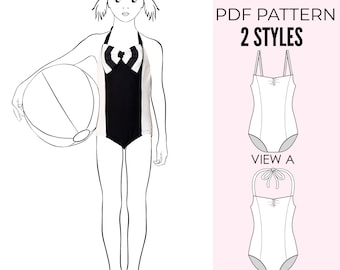 Swimwear pattern, leotard sewing pattern, dance leotard pattern, dance costume, gymnastics leotard girls pattern PDF, LEOTARD#7
