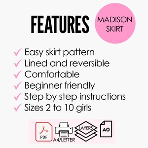 Girls Skirt Pattern, Pdf sewing pattern, girls sewing pattern pdf, childrens sewing pattern, wrap skirt pattern, Skirt Pattern MADISON image 8