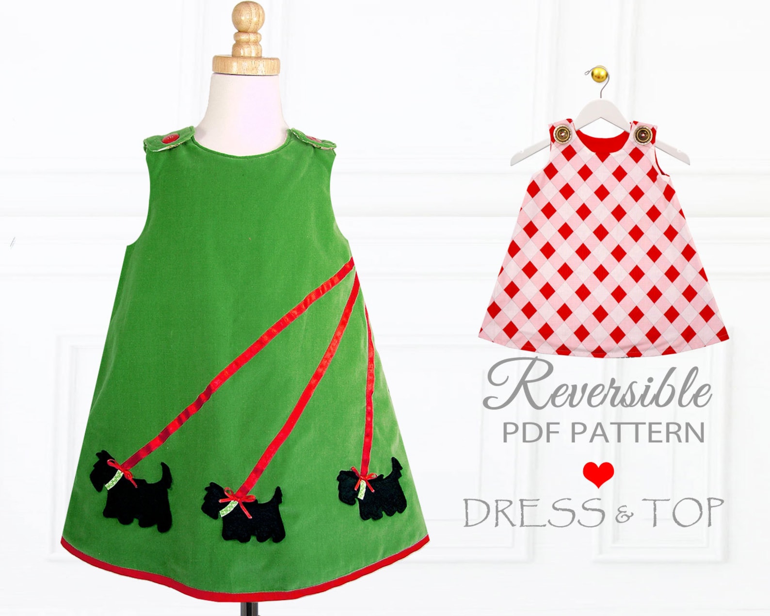 Childrens Sewing Patterns Girls Dress Pattern PDF Reversible Etsy