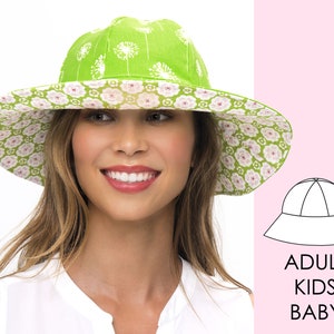 Hat patterns, Hat sewing pattern, Womens hat pattern, Girls hat pattern, Baby hat patterns, Ladies hat patterns, Toddler hat pattern, SUNHAT