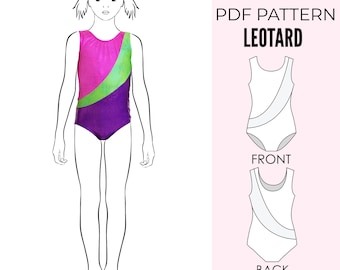 Girls leotard pattern PDF, ballet leotard pattern, gymnastics leotard pattern, girls sewing pattern pdf, dance sewing pattern LEOTARD #12