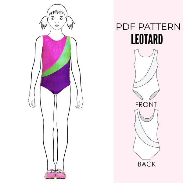 Patrón leotardo niña PDF, patrón leotardo ballet, patrón leotardo gimnasia, patrón de costura niña pdf, patrón de costura danza LEOTARD #12