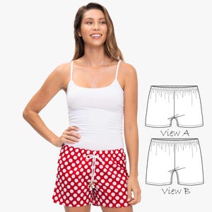 Womens Shorts Sewing Pattern Pdf, Boxer Sleep Pajama Pull On Elastic Waist Simple Easy, BOXERS W11-L