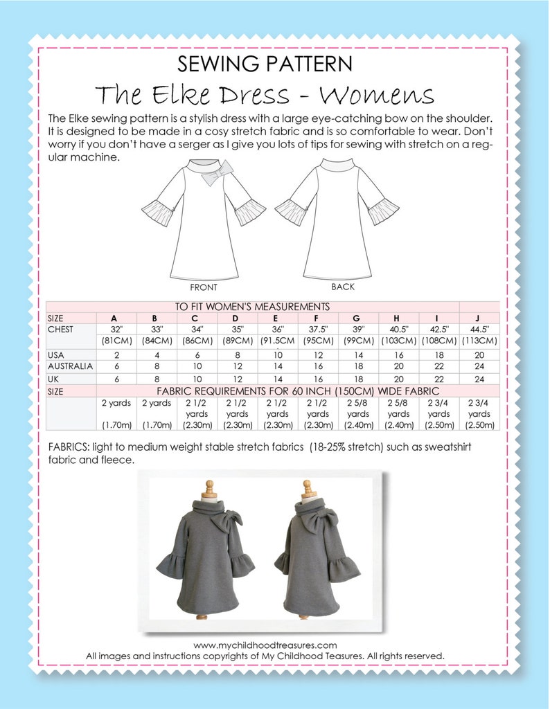 WOMENS Dress Pattern pdf, Dress Pattern, Womens Sewing Pattern pdf, Ladies Pattern, Tunic Pattern, Tunic Pattern, ELKE WOMENS image 6