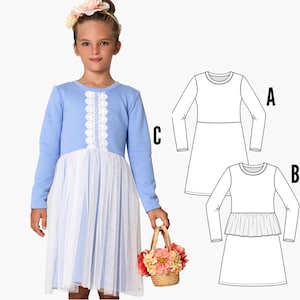 Tween Dress Pattern PDF, Girls Sewing Pattern PDF, Childrens Sewing Pattern pdf, Teenage Pattern, Winter Stretch Pattern Teen pattern WILLOW