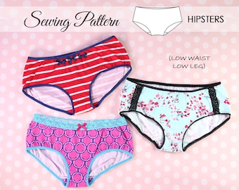 Underwear Pattern Women,Low Waist Panties Pattern, Underpants Pattern, Panties Patterns, Briefs Patterns, Sewing Pattern, HIPSTER (U302-L)