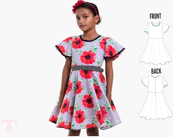 Girls Dress Pattern, Dress Pattern, Circle Dress Pattern, Girls Sewing Pattern PDF, Dress Patterns, Summer Dress Pattern, CARRIE