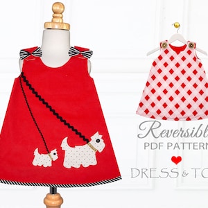 Girls Dress Pattern PDF, Dress Pattern, Childrens Sewing Pattern, Girls Sewing Pattern, Reversible Dress, Beginner Sewing Pattern, SCOTTIE