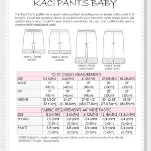 Baby Girl Pants Pattern, Ruffle Shorts & Capris PDF Sewing Pattern, Multi-Size 0-24 Months, Toddler, Infant, Easy Sew image 6