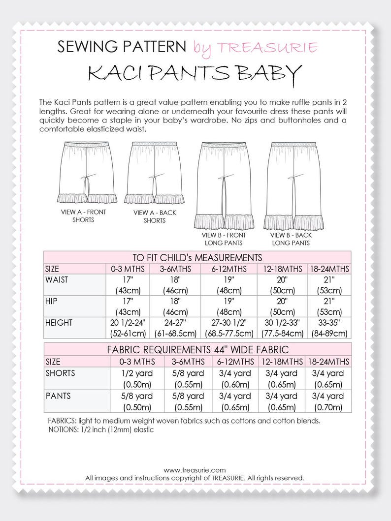 Baby Girl Pants Pattern, Ruffle Shorts & Capris PDF Sewing Pattern, Multi-Size 0-24 Months, Toddler, Infant, Easy Sew image 6