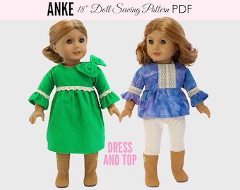 Doll Dress Pattern, 18 inch doll patterns,  Doll Patterns, 18 doll dress pattern, Girl Doll pattern, Girl Doll dress pattern, DOLL ANKE