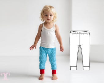 Baby Leggings Pattern, Baby Sewing Pattern, Baby Pants Pattern, Toddler Pattern, PDF Sewing Pattern, CUFFED LEGGINGS 0 to 24 months
