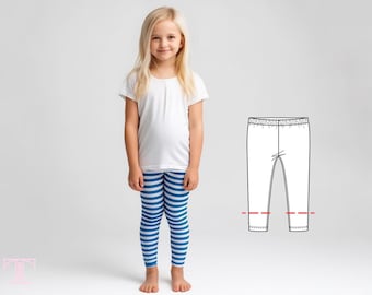Leggings per bambine modello pdf, modello di cucito pdf, modello di cucito per bambini pdf, modello di pantaloni per bambine, modello di leggings, LEGGINGS FACILI PER BAMBINE