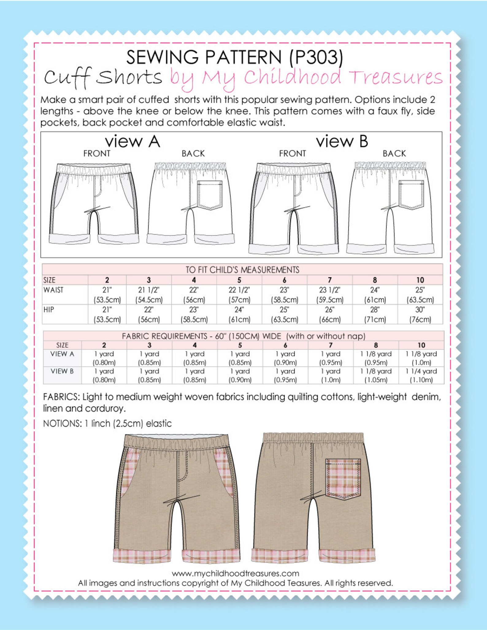 Boys SHORTS Pattern Pdf Boys Pattern Girls Shorts Pattern Etsy