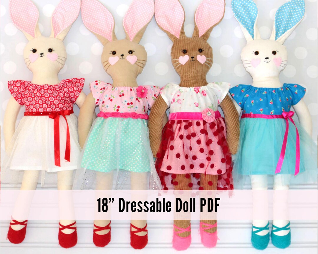 Rag Doll Pattern PDF - Rachel Rabbit Softie Sewing Pattern for Handmade ...