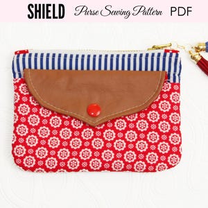 Purse Pattern, Clutch Pattern, Clutch Purse Pattern, Sewing Pattern PDF, Cosmetics Clutch Pattern, Makeup Wristlet Pattern, SHIELD (B901)
