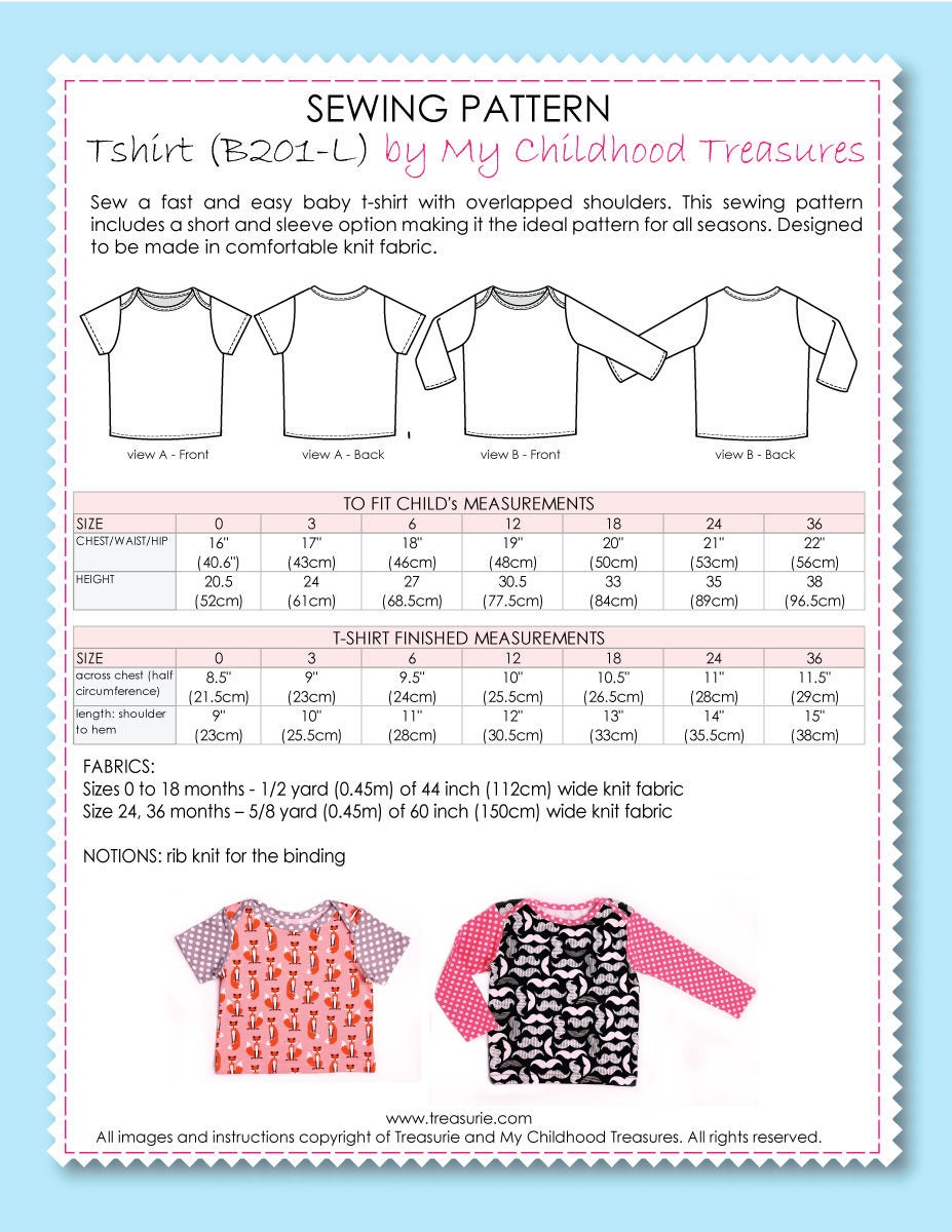 Tshirt Pattern Pdf Baby Top Pattern Baby Pattern Pdf Baby Etsy