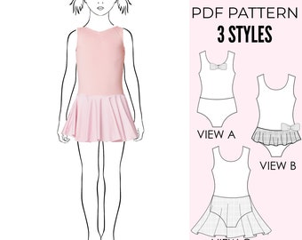 Swimsuit pattern, swimwear pattern, girls leotard pattern PDF, ballet leotard pattern, gymnastics leotard pattern, sewing pattern LEOTARD #2