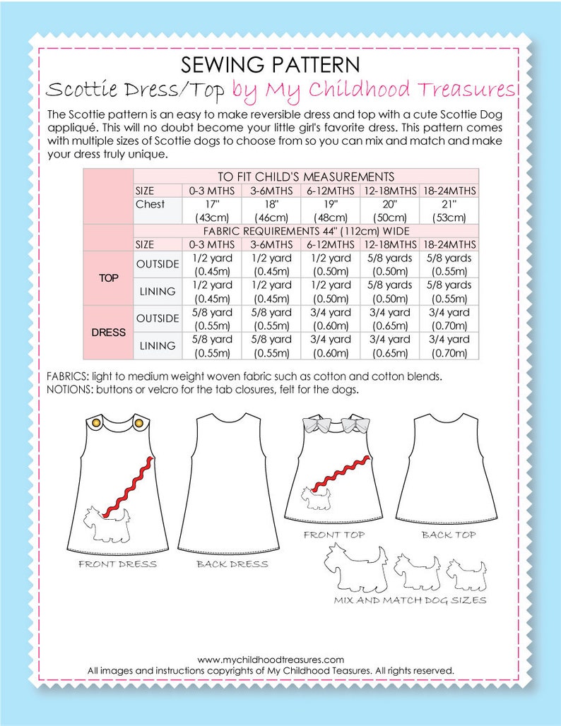 Baby Dress Pattern pdf pattern, Baby Sewing Pattern, Childrens Sewing Pattern, Baby Girls Dress Pattern, Toddler Dress Pattern, SCOTTIE image 5