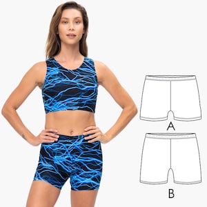 Shorts Pattern, Womens, Ladies, Yoga shorts pattern PDF, gym shorts sewing pattern, stretch shorts pattern, GYM PANTS W47-L