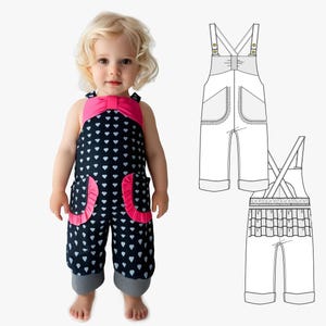 Romper sewing pattern pdf for baby toddler infant girls, overalls sunsuit | CHELSEA