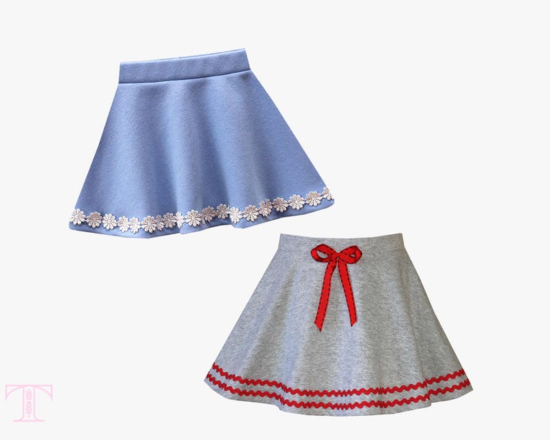 Cartamodello per gonna da bambina in formato PDF, cartamodello per gonna a ruota elasticizzata, tutorial fai da te per gonna da bambina facile / SIMONE immagine 4