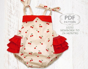 PDF Sewing pattern for romper sunsuit, Baby sewing pattern for baby girls toddler, Infant Newborn, ruffle romper, diaper cover, ISABELLA
