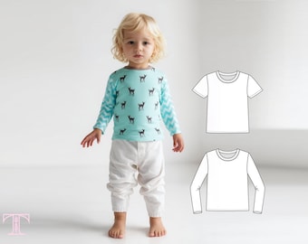 Patrón de costura de camiseta para bebé (PDF, 0-24 meses) / Patrón de top y camisa para bebé: ropa de bebé fácil de hacer.