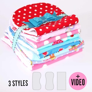 Burp Cloth Sewing Pattern, 3 Styles PDF for Beginners including Contoured and Rectangle