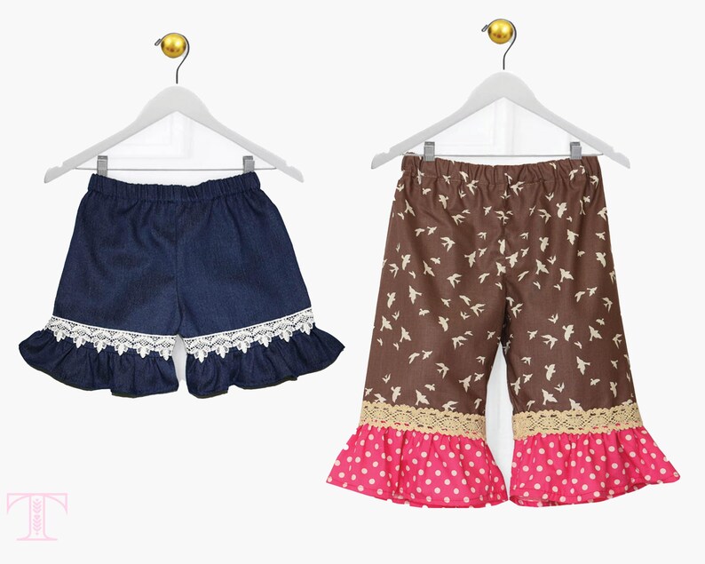 Baby Girl Pants Pattern, Ruffle Shorts & Capris PDF Sewing Pattern, Multi-Size 0-24 Months, Toddler, Infant, Easy Sew image 4