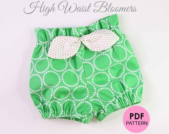 Bloomer pattern pdf,  high waisted bloomer pattern, toddler, baby, girls, sewing pattern pdf, pants pattern BECCA BLOOMERS 0-24, 2-6T