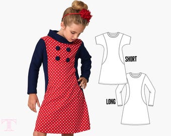 Girls Dress Pattern PDF, Childrens Sewing Pattern pdf, Tshirt Dress Pattern, Stretch Jersey Knit Dress Pattern, Tunic Pattern,  AMY