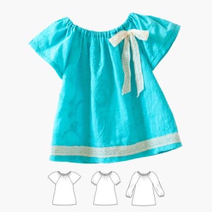 VERY EASY Girls top pattern pdf, girls sewing pattern pdf, peasant top pattern, NATALIE girls