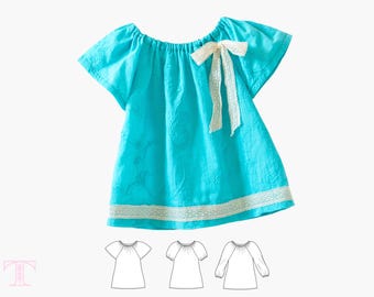 VERY EASY Girls top pattern pdf, girls sewing pattern pdf, peasant top pattern, NATALIE girls