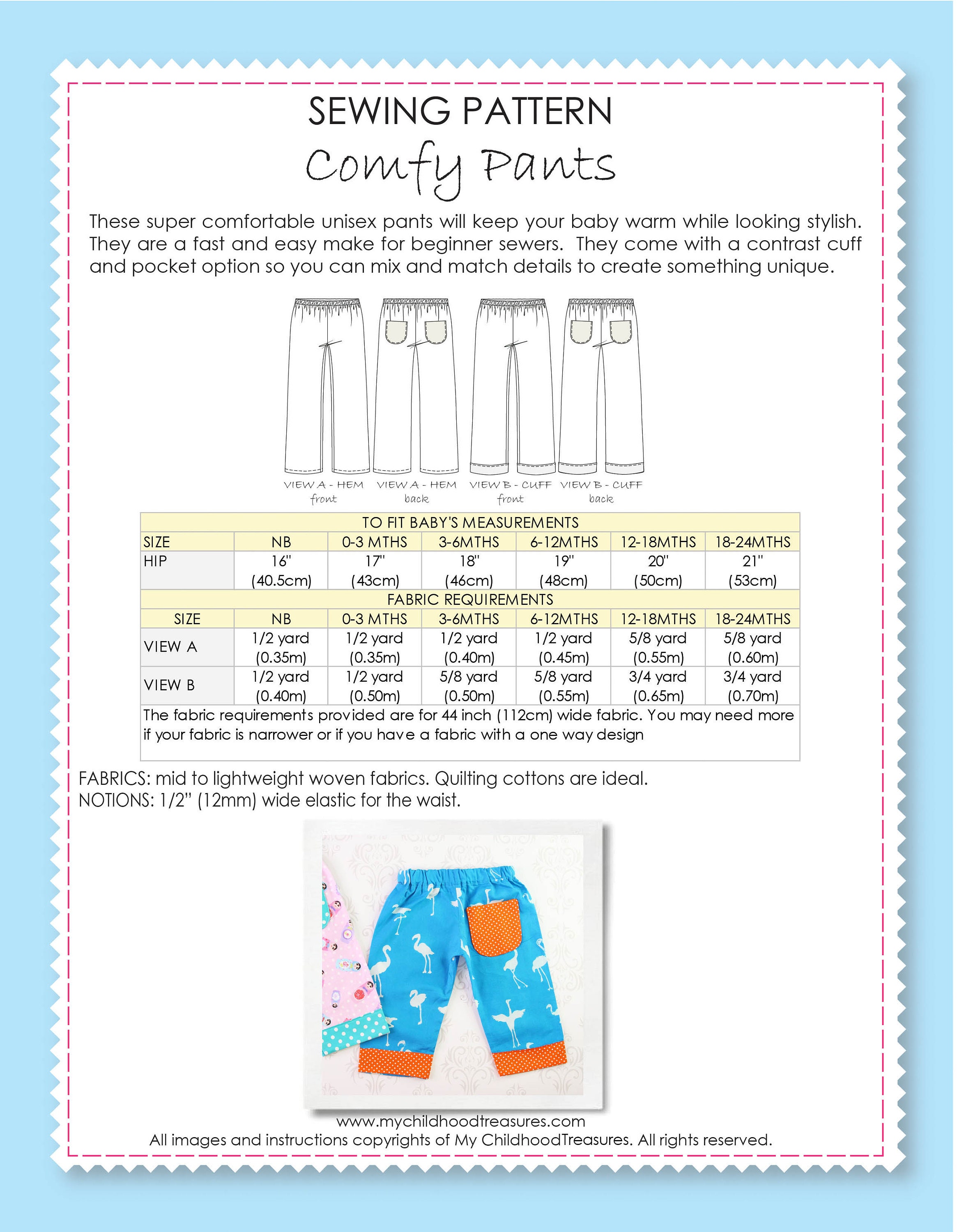 Baby Pants Pattern Baby Sewing Pattern Pdf Baby Trousers Etsy