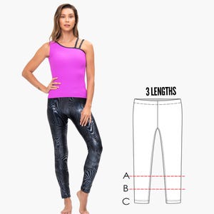 Women&#39;s Leggings Sewing Pattern pdf, Gym Dance Workout Activewear Sports Tights | LEGGINGS W44-L