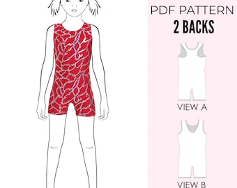 Gymnastics leotard pattern, Unitard Pattern Pdf, Dance sewing pattern, Unitard sewing pattern, Girls leotard pattern PDF, UNITARD #4